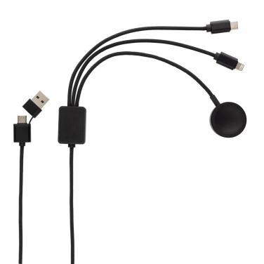 Logotrade Firmengeschenke das Foto: Terra RCS rPET 6-in-1-Ladekabel mit Uhrenladegerät