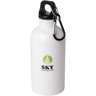 Logotrade Werbeartikel das Foto: Oregon 400 ml RCS-zertifizierte, einwandige Trinkflasche aus Edelstahl mit Karabinerhaken