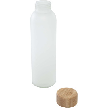 Logotrade Logogeschenke das Foto: Lume 500 ml Flasche aus mattiertem Kalknatronglas mit Bambusdeckel
