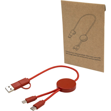 Logotrade Geschäftsgeschenke das Foto: Citala 30 cm 5-in-1 Kabel aus recyceltem Kunststoff für Datenübertragung und 27W Schnellladung