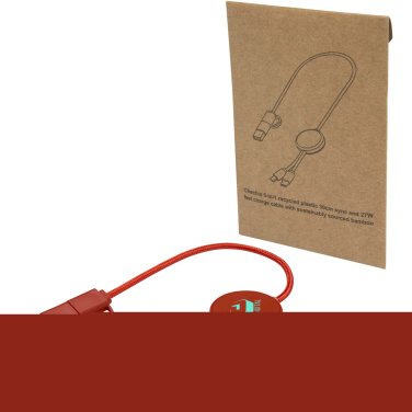 Logotrade Werbeartikel das Foto: Citala 30 cm 5-in-1 Kabel aus recyceltem Kunststoff für Datenübertragung und 27W Schnellladung