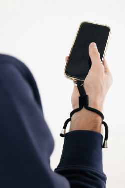 Logotrade Werbeartikel das Foto: CarryLoop verstellbares Handy-Armband aus RCS rec. PET