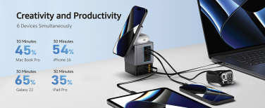 Logotrade Werbegeschenke das Foto: Urban Vitamin Sacramento 105W GaN Charger mit einz. Kabeln