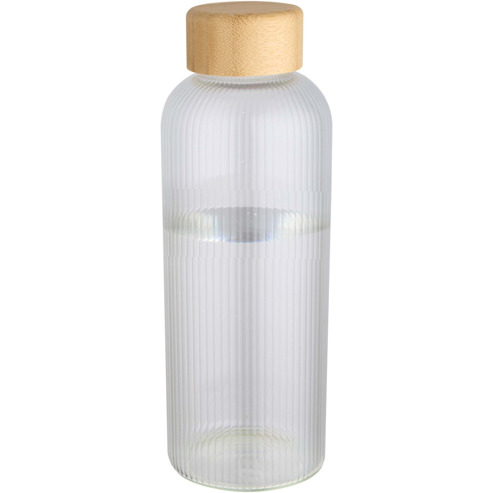 Logotrade werbemittel das Foto: Mirage 650 ml einwandige Trinkflasche aus Borosilikatglas mit Bambusdeckel