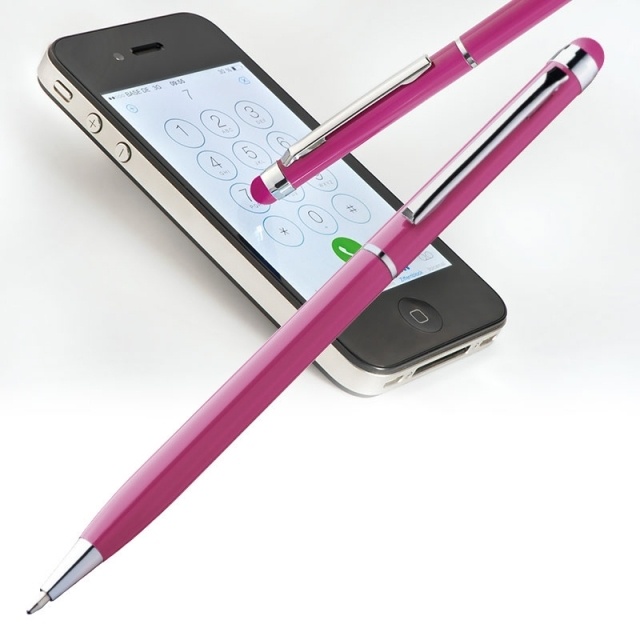 Logotrade advertising product image of: Ball pen with touch pen 'New Orleans'  color pink