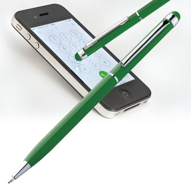 Logotrade advertising products photo of: Ball pen with touch pen 'New Orleans'  color green