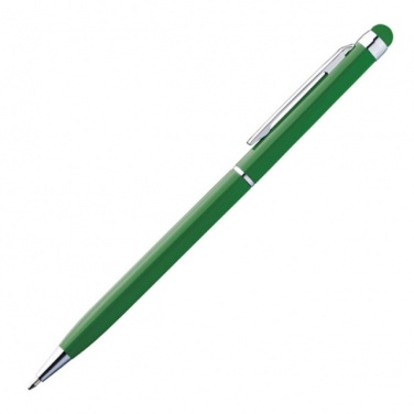 Logo trade promotional merchandise image of: Ball pen with touch pen 'New Orleans'  color green