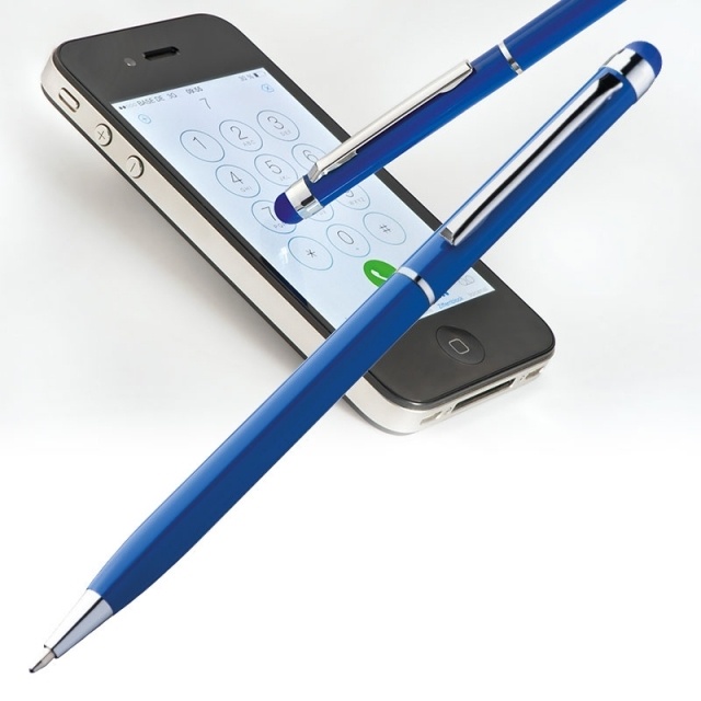 Logo trade advertising products picture of: Ball pen with touch pen 'New Orleans'  color blue