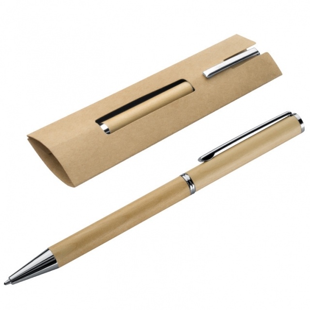 Logotrade advertising product picture of: Wooden ball pen 'Heywood', lightbrown