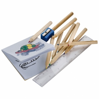 Logo trade promotional merchandise picture of: Drawing set for kids 'Little Picasso',  color brown