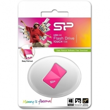 Logotrade promotional product image of: Women USB stick pink Silicon Power Touch T08 16GB