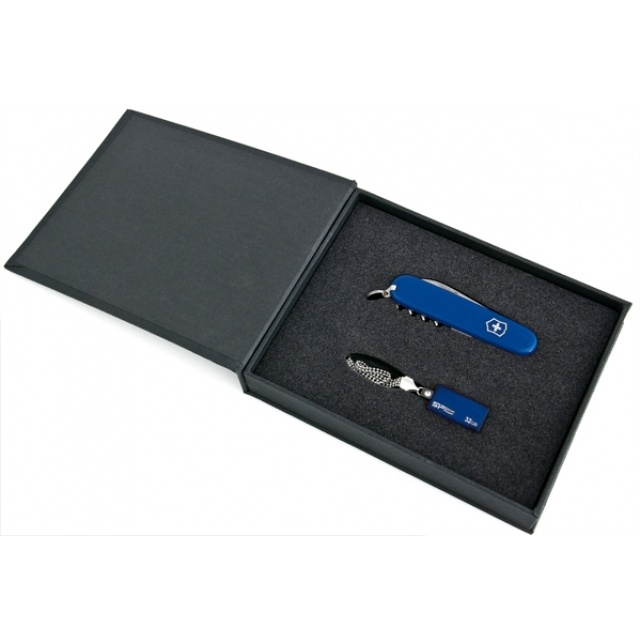 Logotrade promotional merchandise photo of: Elegant giftset in blue colour  8GB	color blue