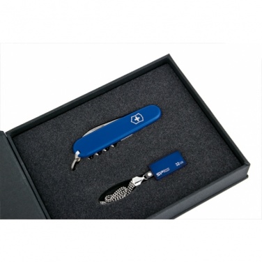 Logo trade advertising products image of: Elegant giftset in blue colour  8GB	color blue