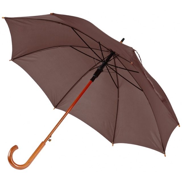 Logo trade promotional merchandise photo of: Wooden automatic umbrella NANCY  color brown