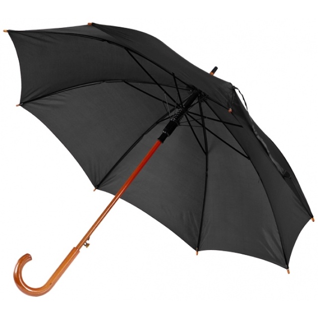 Logo trade promotional giveaway photo of: Wooden umbrella NANCY, black