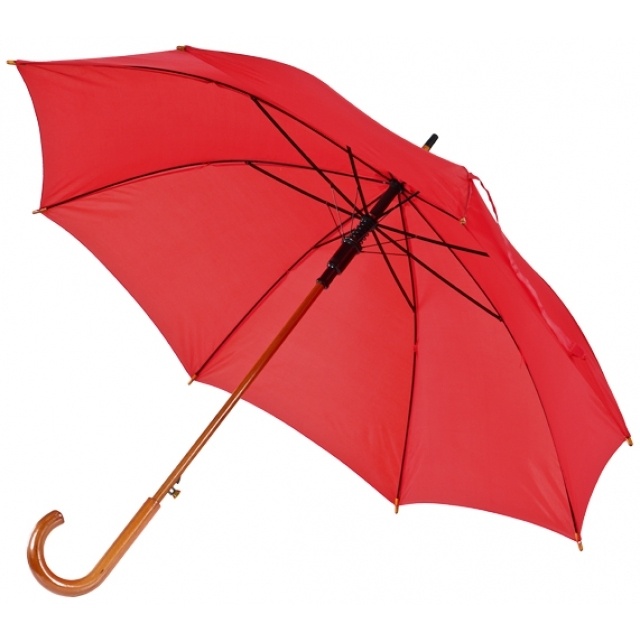 Logotrade corporate gift picture of: Wooden automatic umbrella Nancy, red