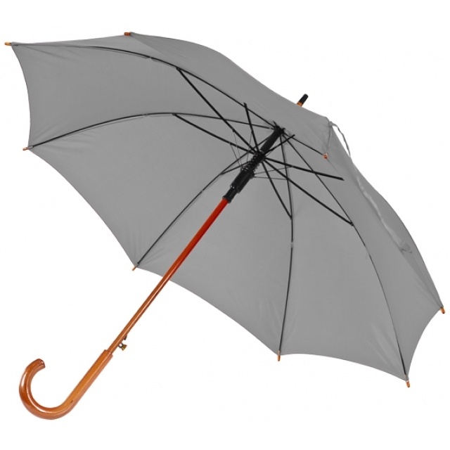 Logotrade promotional item picture of: Wooden automatic umbrella NANCY  color grey