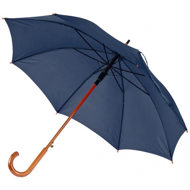 Logo trade promotional product photo of: Wooden automatic umbrella NANCY  color navy