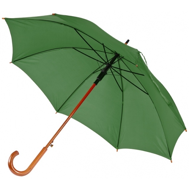 Logo trade promotional products picture of: Wooden automatic umbrella NANCY  color dark green