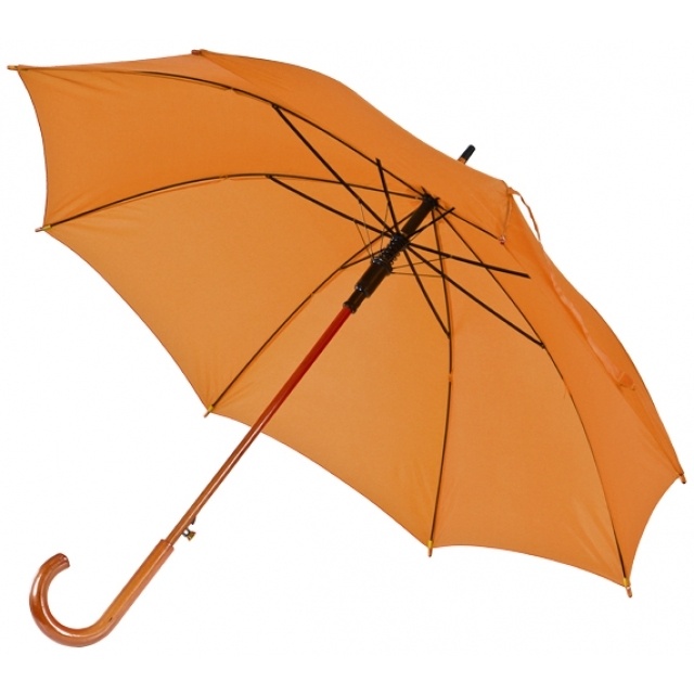 Logo trade promotional merchandise picture of: Wooden automatic umbrella NANCY, color dark orange