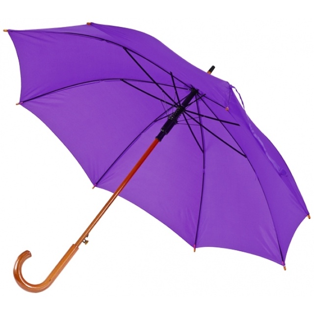 Logo trade corporate gift photo of: Wooden automatic umbrella NANCY  color purple