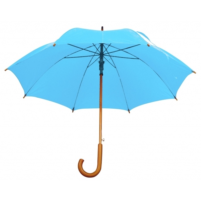 Logo trade promotional giveaways image of: Wooden automatic umbrella NANCY  color light blue