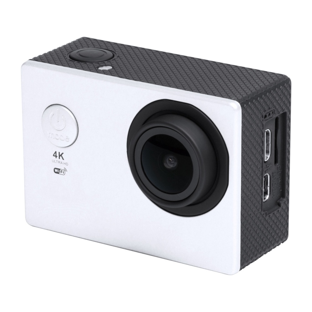 Logo trade promotional giveaway photo of: Action camera 4K, plastic, white