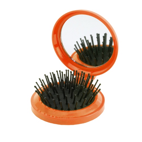 Logo trade promotional products image of: mirror with hairbrush AP731367-03 orange