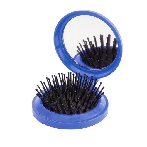 Logo trade advertising product photo of: mirror with hairbrush AP731367-06 blue