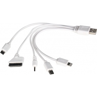 Logotrade promotional item picture of: Power bank USB cable 5-in-1, white