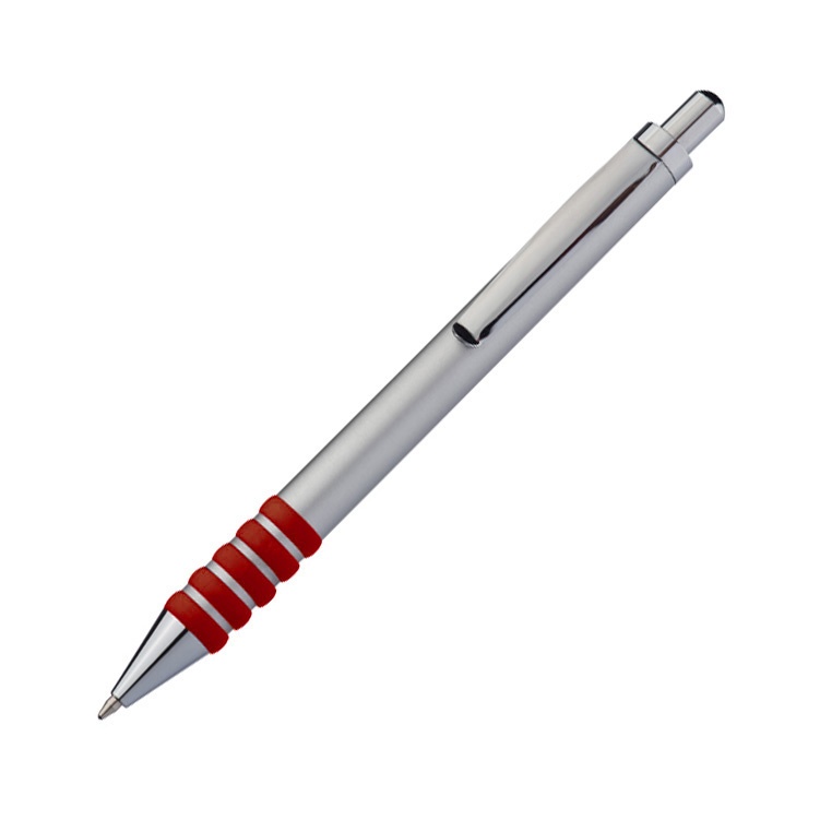 Logo trade business gifts image of: Metal ball pen OLIVET, red