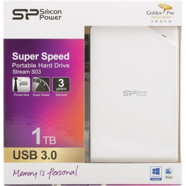 Logotrade promotional item picture of: Hard Disc Silicon Power Stream S03 1 TB, white