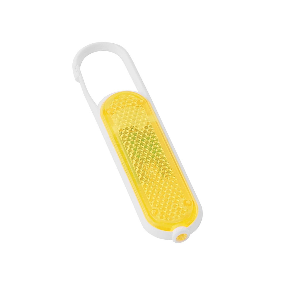 Logo trade promotional gifts image of: Plastic safety reflector with carabiner and light, yellow