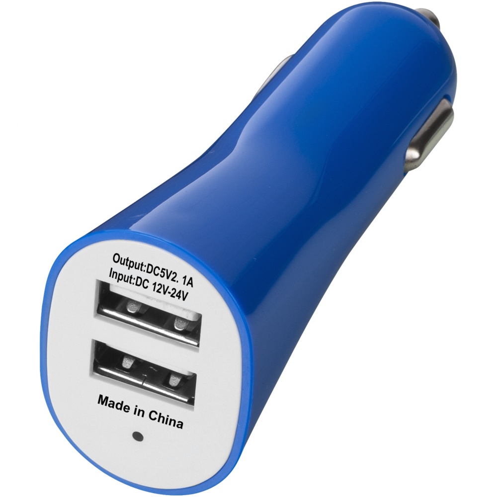 Logo trade promotional items image of: Pole dual car adapter, blue