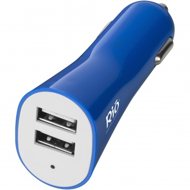 Logo trade promotional merchandise image of: Pole dual car adapter, blue