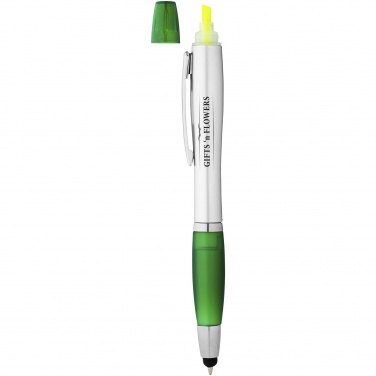 Logo trade promotional product photo of: Nash stylus ballpoint pen and highlighter, green