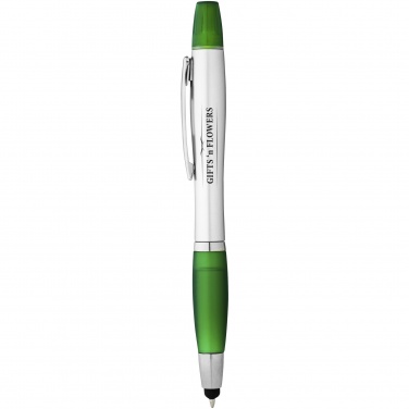 Logo trade promotional giveaways image of: Nash stylus ballpoint pen and highlighter, green