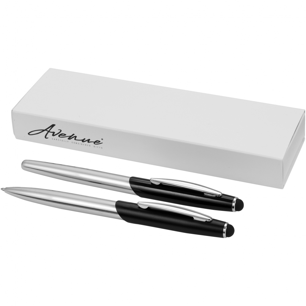 Logotrade promotional products photo of: Geneva stylus ballpoint pen and rollerball pen gift, black