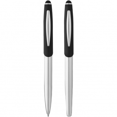 Logo trade promotional gift photo of: Geneva stylus ballpoint pen and rollerball pen gift, black