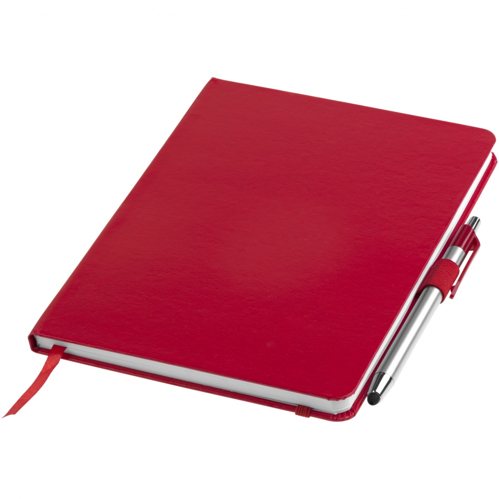 Logotrade promotional giveaway image of: Crown A5 Notebook and stylus ballpoint Pen, red