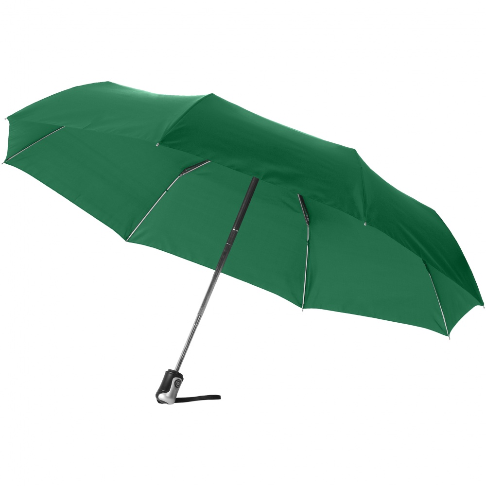 Logo trade promotional merchandise image of: 21.5" Alex 3-section auto open and close umbrella, green