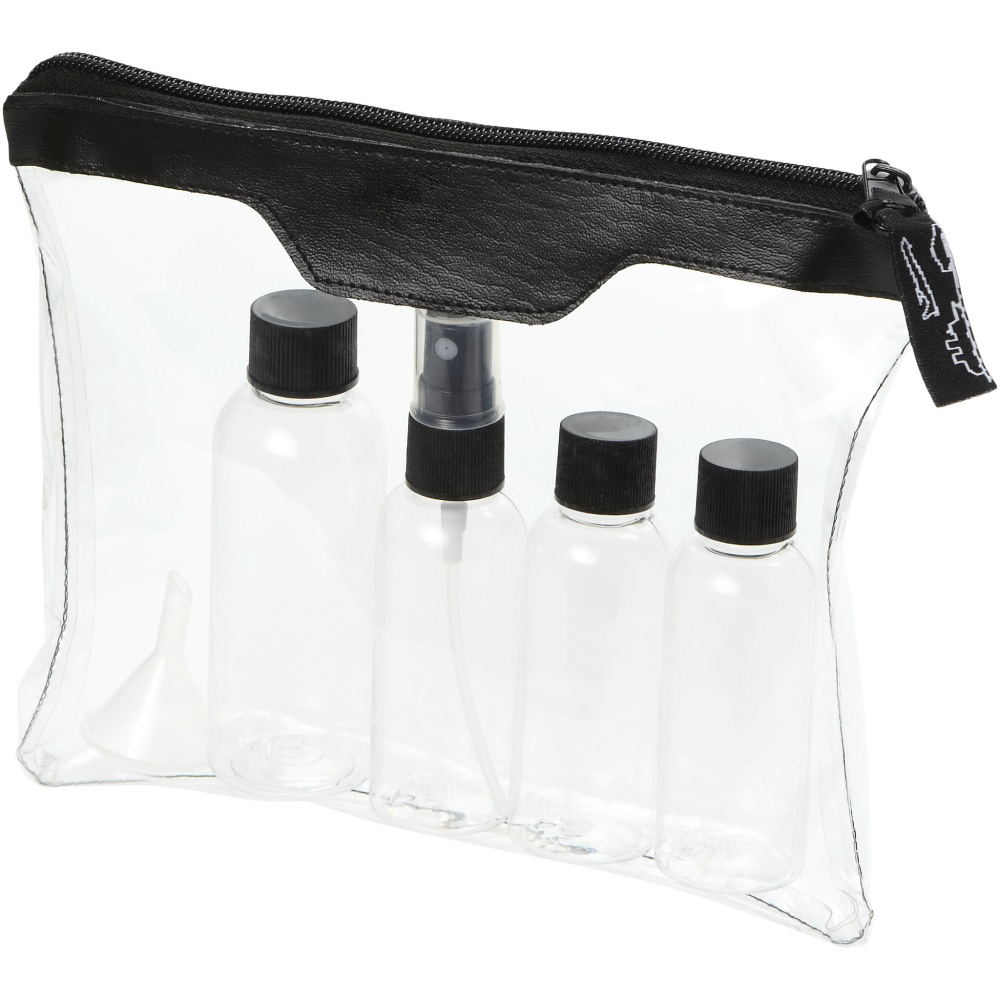 Logo trade promotional giveaways image of: Munich airline approved travel bottle set, black