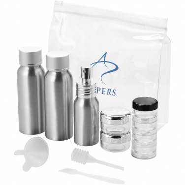 Logo trade promotional giveaways picture of: Frankfurt airline approved alu travel bottle set