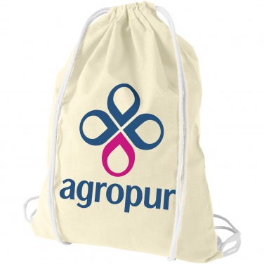 Logo trade promotional giveaways image of: Oregon cotton premium rucksack, natural white