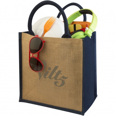 Logo trade promotional giveaway photo of: Chennai jute gift tote, dark blue