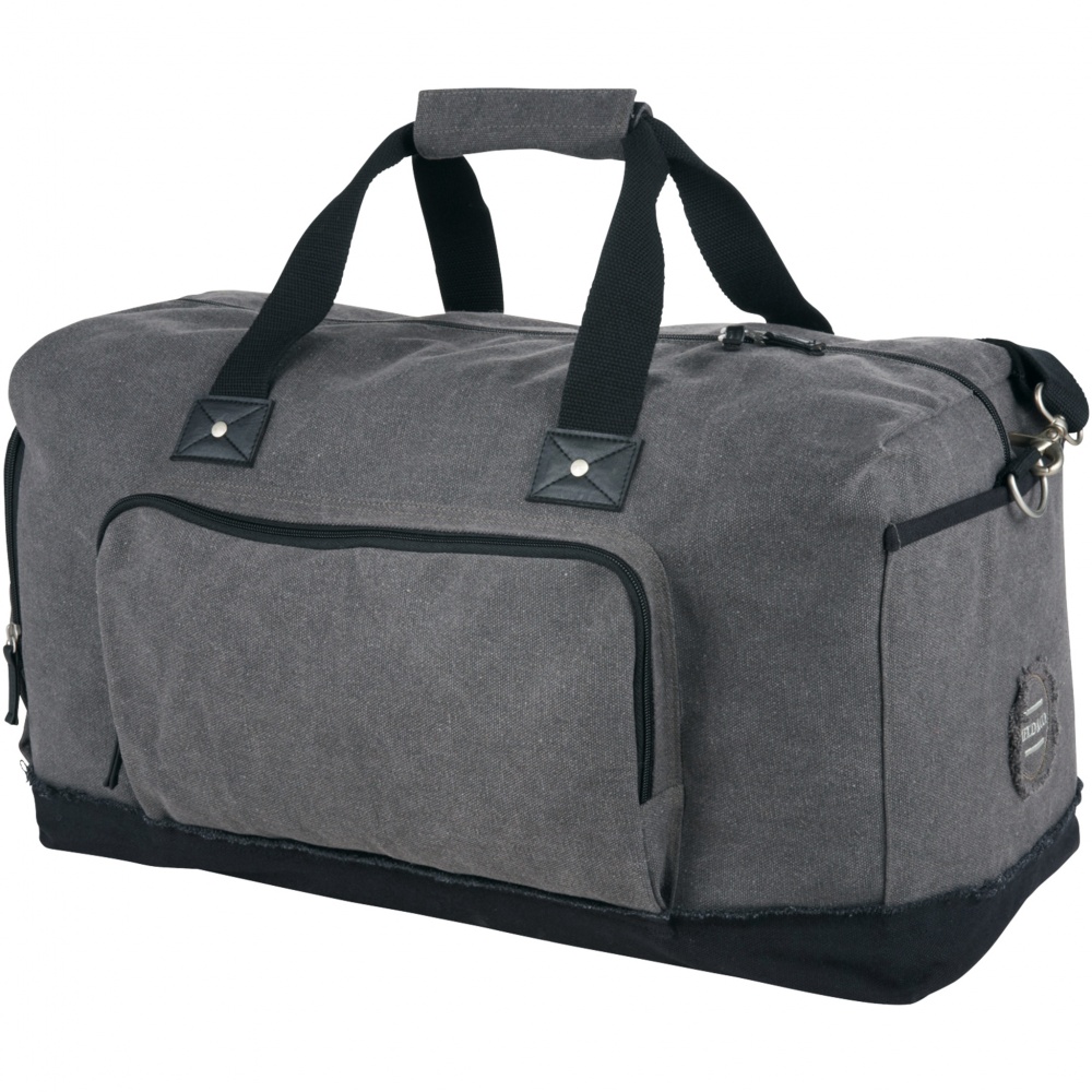 Logo trade promotional merchandise image of: Hudson weekend travel duffel bag, heather grey