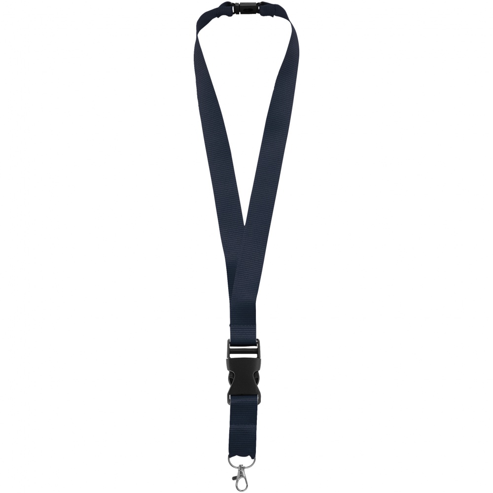 Logo trade corporate gift photo of: Yogi lanyard with detachable buckle, navy blue