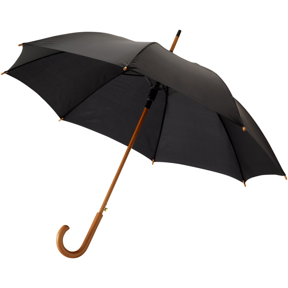 Logo trade promotional product photo of: Kyle 23" auto open umbrella wooden shaft and handle, black