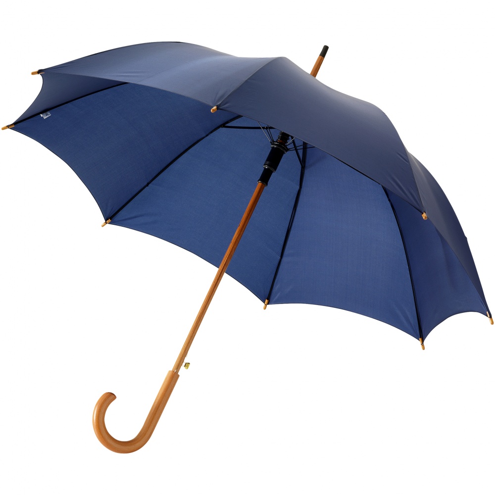 Logotrade promotional products photo of: Kyle 23" auto open umbrella wooden shaft and handle, navy blue