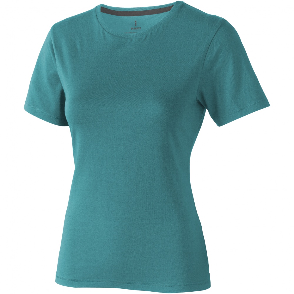 Logo trade promotional giveaways image of: Nanaimo short sleeve ladies T-shirt, aqua blue